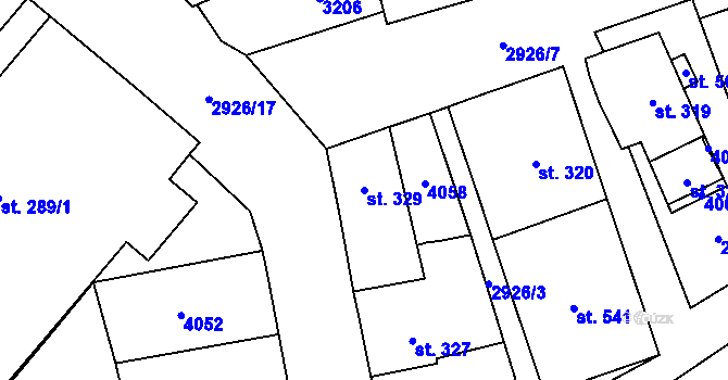 Parcela st. 329 v KÚ Staré Sedliště, Katastrální mapa