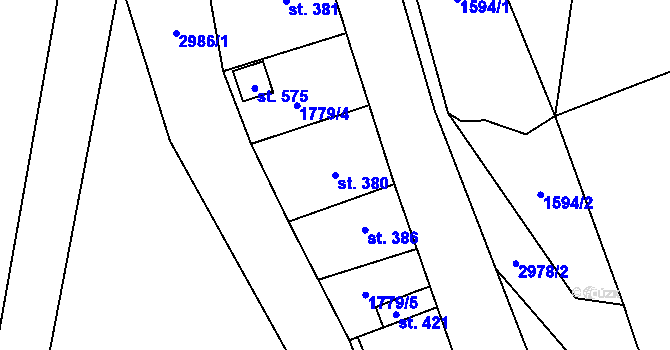 Parcela st. 380 v KÚ Staré Sedliště, Katastrální mapa