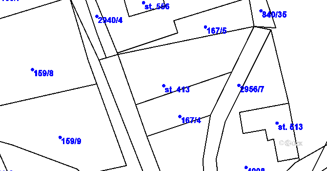 Parcela st. 413 v KÚ Staré Sedliště, Katastrální mapa