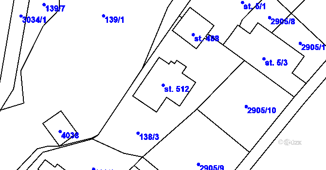 Parcela st. 512 v KÚ Staré Sedliště, Katastrální mapa
