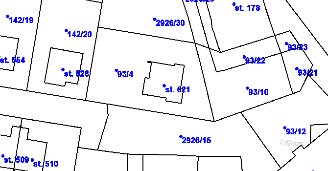 Parcela st. 521 v KÚ Staré Sedliště, Katastrální mapa