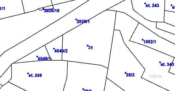 Parcela st. 31 v KÚ Staré Sedliště, Katastrální mapa