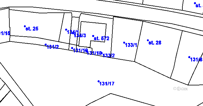 Parcela st. 133/2 v KÚ Staré Sedliště, Katastrální mapa