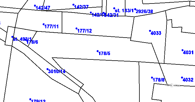 Parcela st. 178/5 v KÚ Staré Sedliště, Katastrální mapa