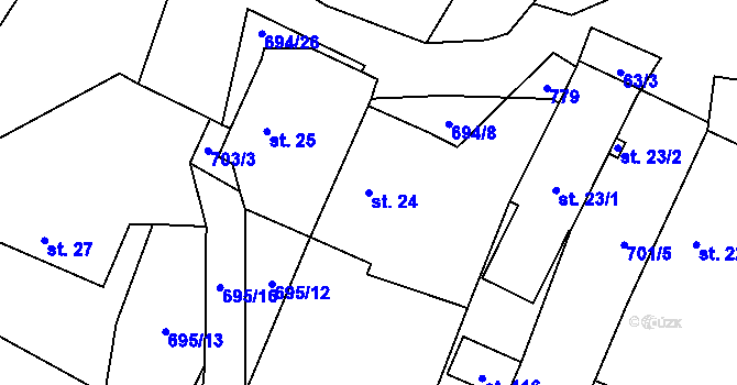 Parcela st. 24 v KÚ Úšava, Katastrální mapa