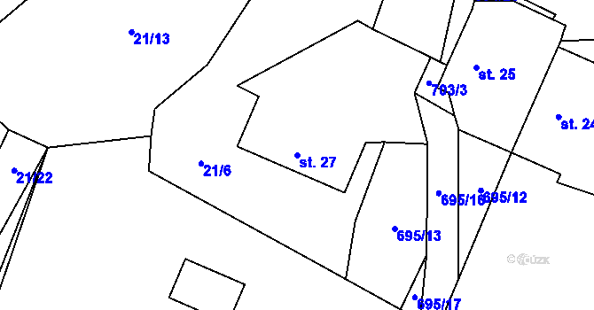 Parcela st. 27 v KÚ Úšava, Katastrální mapa