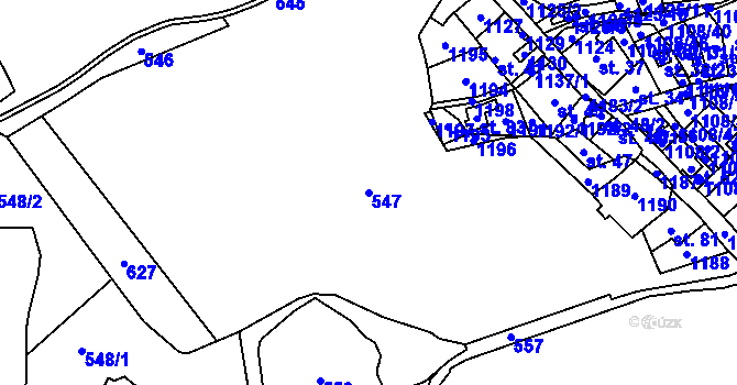 Parcela st. 547 v KÚ Beroun u Starého Sedla, Katastrální mapa