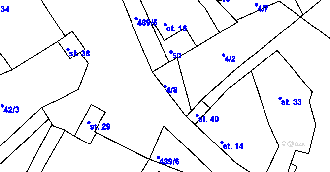 Parcela st. 4/8 v KÚ Beroun u Starého Sedla, Katastrální mapa