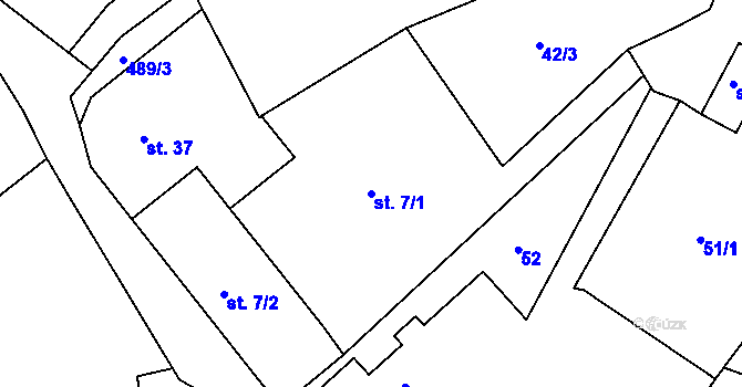 Parcela st. 7/1 v KÚ Beroun u Starého Sedla, Katastrální mapa