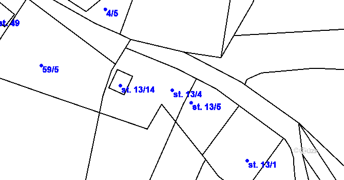 Parcela st. 13/4 v KÚ Beroun u Starého Sedla, Katastrální mapa