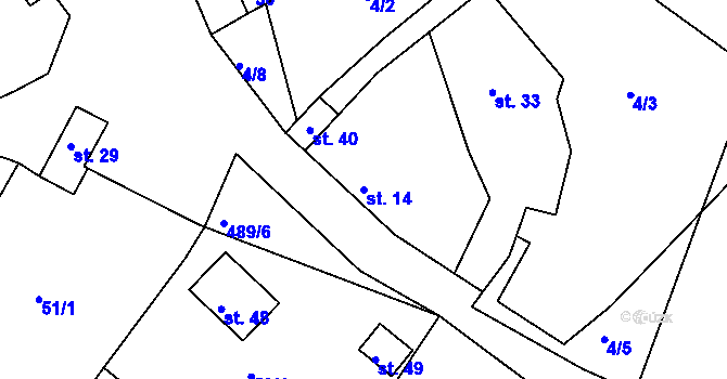 Parcela st. 14 v KÚ Beroun u Starého Sedla, Katastrální mapa