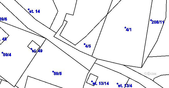 Parcela st. 4/5 v KÚ Beroun u Starého Sedla, Katastrální mapa