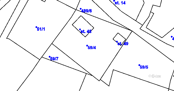 Parcela st. 59/4 v KÚ Beroun u Starého Sedla, Katastrální mapa
