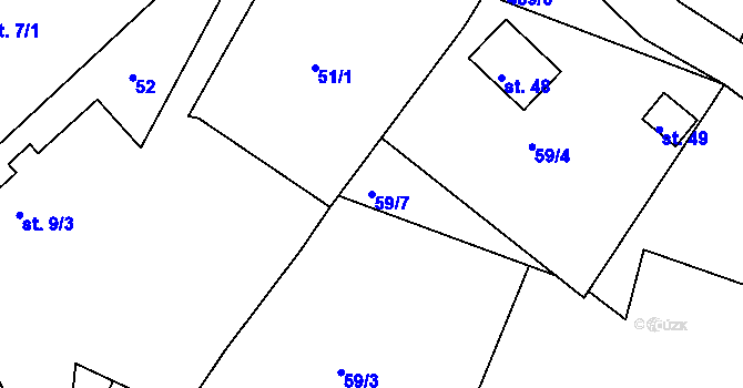 Parcela st. 59/7 v KÚ Beroun u Starého Sedla, Katastrální mapa