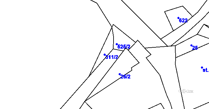 Parcela st. 311/2 v KÚ Beroun u Starého Sedla, Katastrální mapa