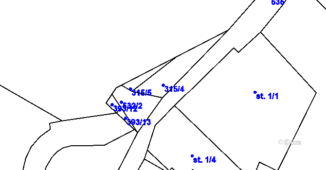 Parcela st. 315/4 v KÚ Beroun u Starého Sedla, Katastrální mapa