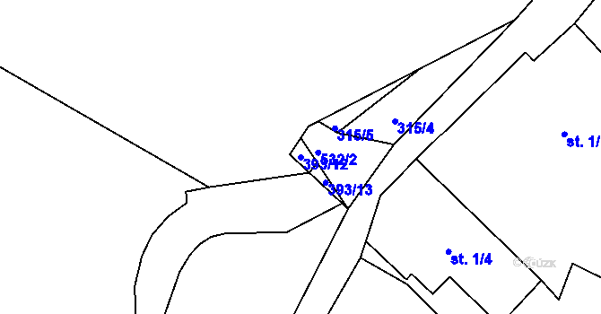Parcela st. 393/12 v KÚ Beroun u Starého Sedla, Katastrální mapa