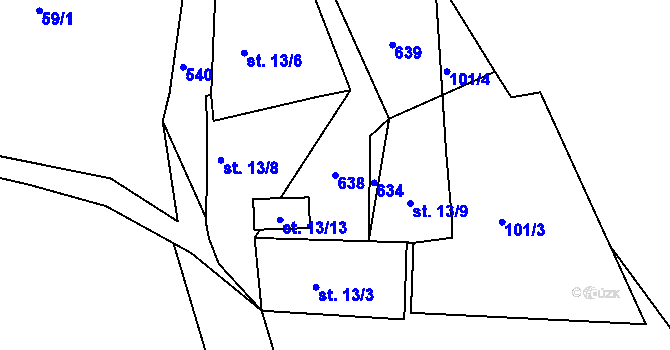 Parcela st. 638 v KÚ Beroun u Starého Sedla, Katastrální mapa