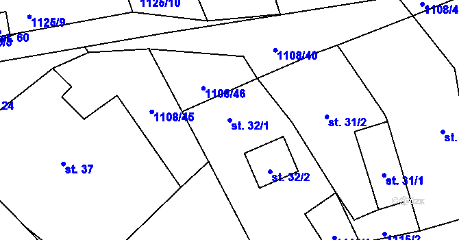 Parcela st. 32/1 v KÚ Heřmanov u Starého Sedla, Katastrální mapa