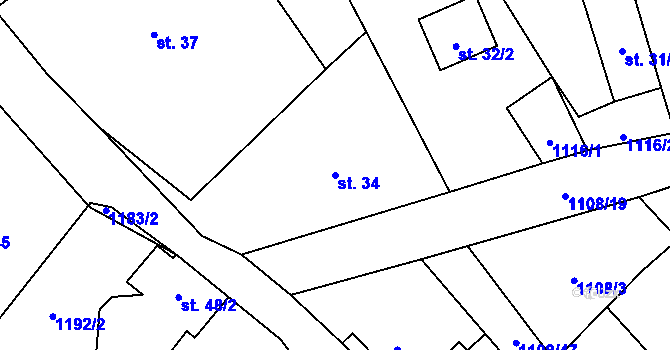 Parcela st. 34 v KÚ Heřmanov u Starého Sedla, Katastrální mapa