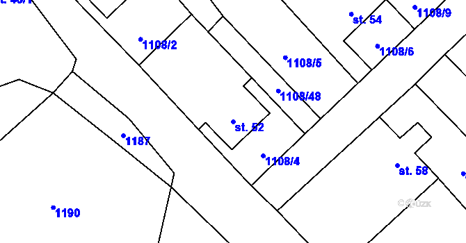 Parcela st. 52 v KÚ Heřmanov u Starého Sedla, Katastrální mapa