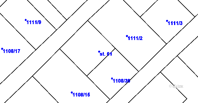 Parcela st. 61 v KÚ Heřmanov u Starého Sedla, Katastrální mapa