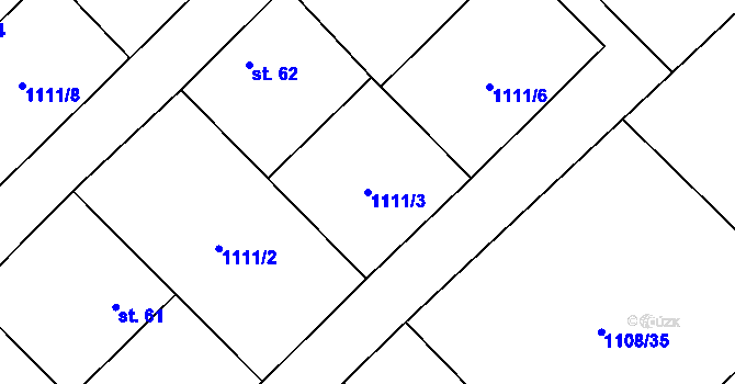 Parcela st. 1111/3 v KÚ Heřmanov u Starého Sedla, Katastrální mapa