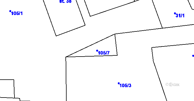 Parcela st. 105/7 v KÚ Staré Sedlo u Teplé, Katastrální mapa