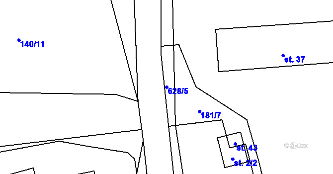 Parcela st. 628/5 v KÚ Staré Sedlo u Teplé, Katastrální mapa