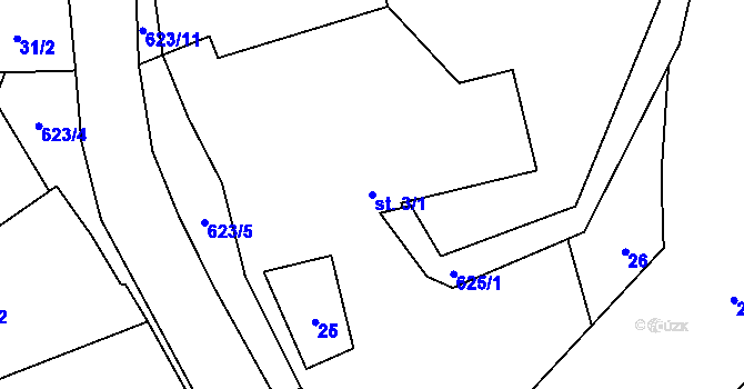 Parcela st. 3/1 v KÚ Staré Sedlo u Teplé, Katastrální mapa