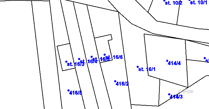 Parcela st. 16/6 v KÚ Staré Sedlo u Teplé, Katastrální mapa