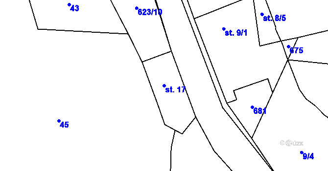 Parcela st. 17 v KÚ Staré Sedlo u Teplé, Katastrální mapa