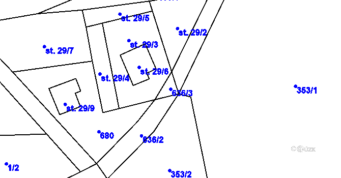 Parcela st. 636/3 v KÚ Staré Sedlo u Teplé, Katastrální mapa