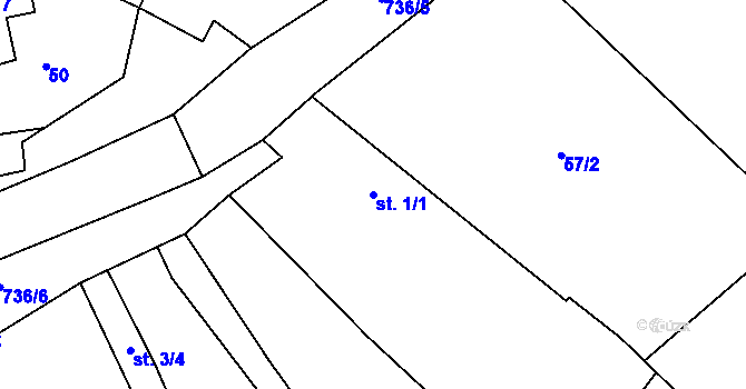 Parcela st. 1/1 v KÚ Zahrádka u Starého Sedla, Katastrální mapa