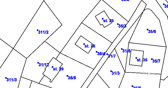 Parcela st. 26 v KÚ Zahrádka u Starého Sedla, Katastrální mapa