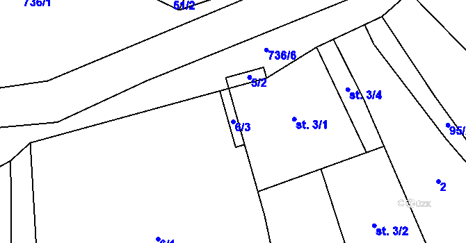 Parcela st. 6/3 v KÚ Zahrádka u Starého Sedla, Katastrální mapa