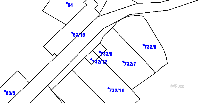 Parcela st. 732/8 v KÚ Staré Sedlo u Sokolova, Katastrální mapa