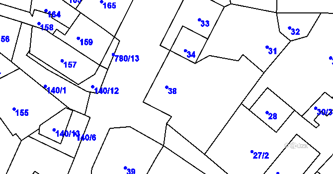 Parcela st. 38 v KÚ Staré Sedlo u Sokolova, Katastrální mapa