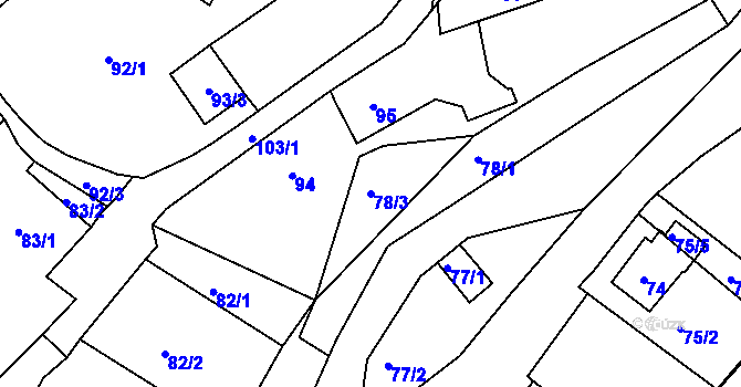 Parcela st. 78/3 v KÚ Staré Sedlo u Sokolova, Katastrální mapa