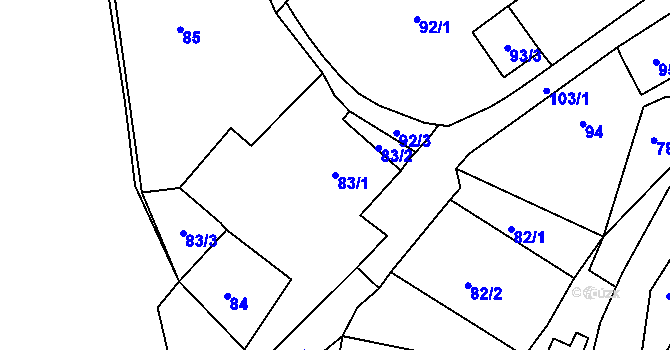 Parcela st. 83/1 v KÚ Staré Sedlo u Sokolova, Katastrální mapa
