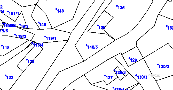 Parcela st. 140/5 v KÚ Staré Sedlo u Sokolova, Katastrální mapa