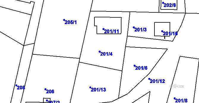 Parcela st. 201/4 v KÚ Staré Sedlo u Sokolova, Katastrální mapa