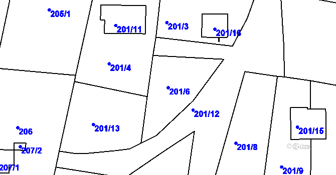 Parcela st. 201/6 v KÚ Staré Sedlo u Sokolova, Katastrální mapa