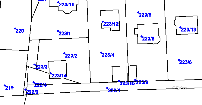 Parcela st. 223/4 v KÚ Staré Sedlo u Sokolova, Katastrální mapa