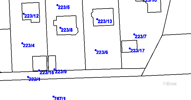 Parcela st. 223/6 v KÚ Staré Sedlo u Sokolova, Katastrální mapa