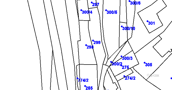 Parcela st. 298 v KÚ Staré Sedlo u Sokolova, Katastrální mapa