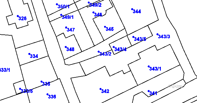 Parcela st. 343/2 v KÚ Staré Sedlo u Sokolova, Katastrální mapa