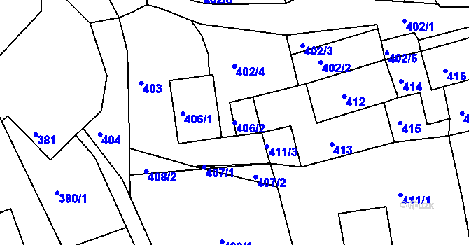 Parcela st. 406/2 v KÚ Staré Sedlo u Sokolova, Katastrální mapa