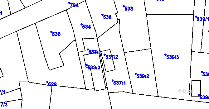 Parcela st. 537/2 v KÚ Staré Sedlo u Sokolova, Katastrální mapa