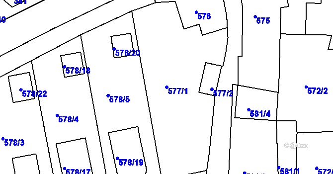 Parcela st. 577/1 v KÚ Staré Sedlo u Sokolova, Katastrální mapa